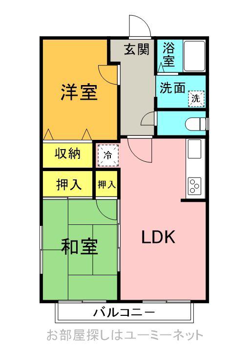 セジュール七枝(2LDK/2階)の間取り写真