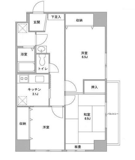 中川フラッツ(3K/4階)の間取り写真