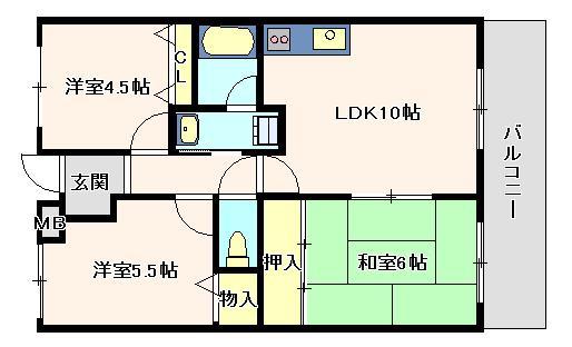 ベイヒルズ明石(3LDK/2階)の間取り写真