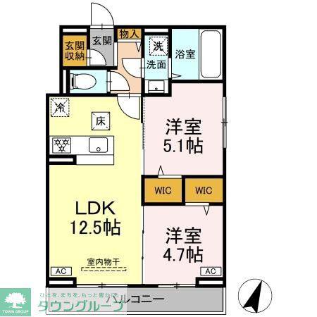 D-ROOM末広I B(2LDK/1階)の間取り写真