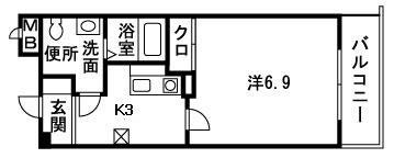 エスポワール楓(1K/4階)の間取り写真