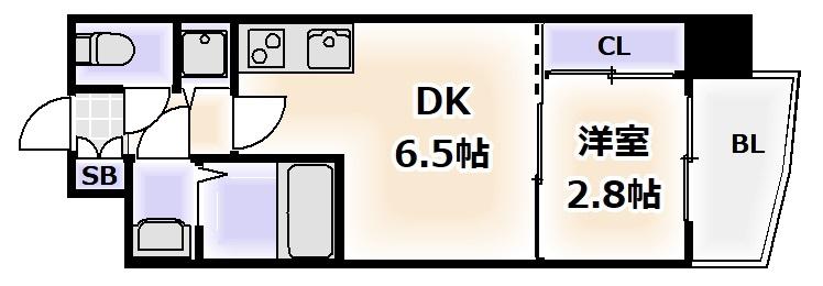 セレニテ日本橋プリエ(1DK/6階)の間取り写真