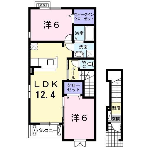 フリックシェノン II(2LDK/2階)の間取り写真