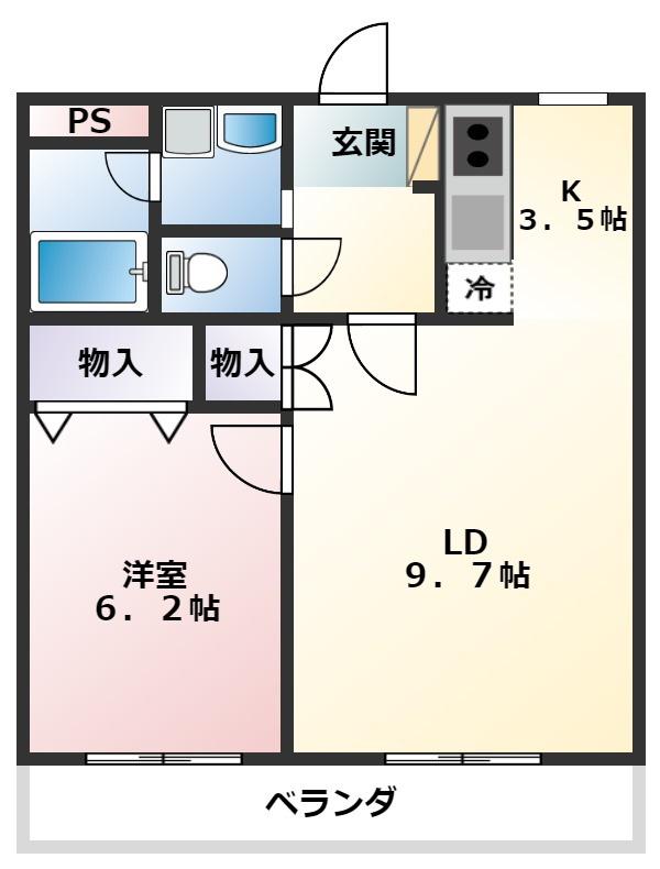 ロイヤルハイツ五番館(1LDK/1階)の間取り写真
