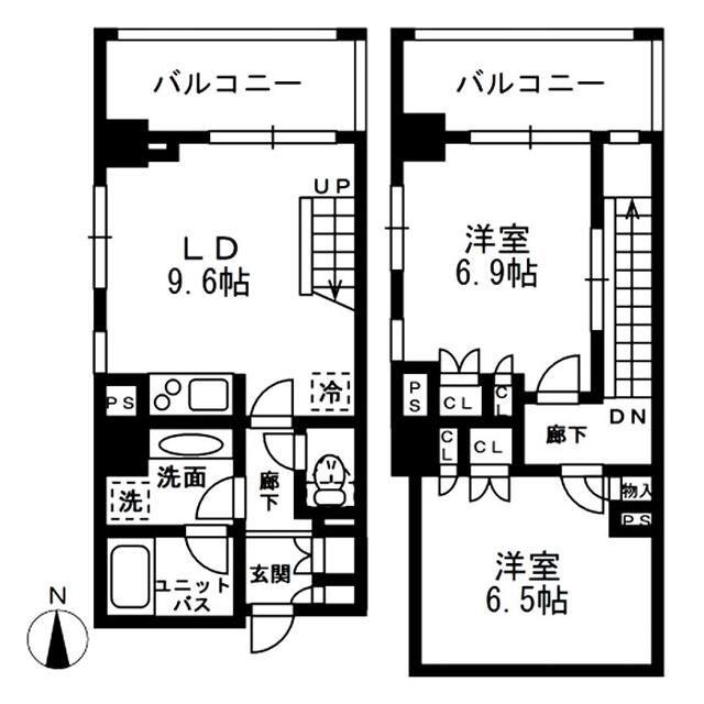 レジディア中落合C(2LDK/5階)の間取り写真