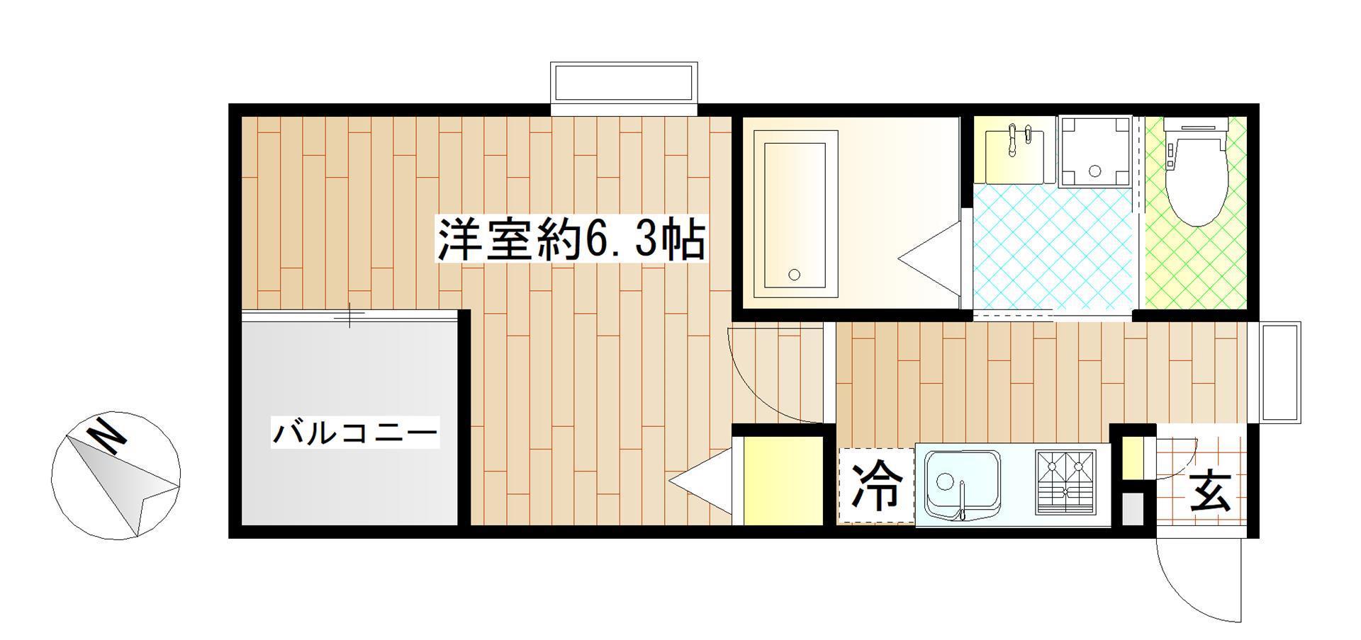 アクアコート宮千代(1K/2階)の間取り写真