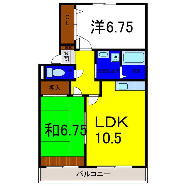 エルジェA(2LDK/1階)の間取り写真