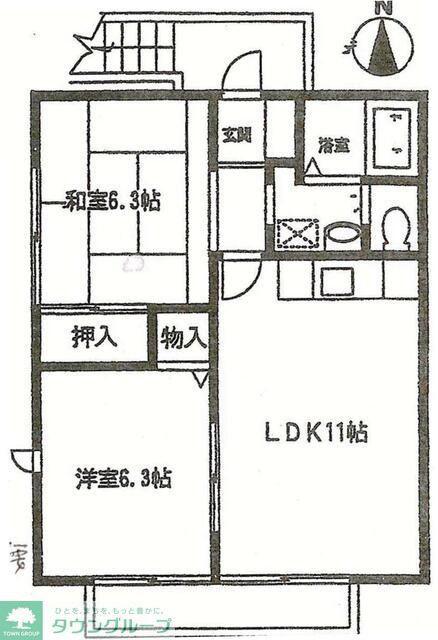グレイシードA(2LDK/1階)の間取り写真