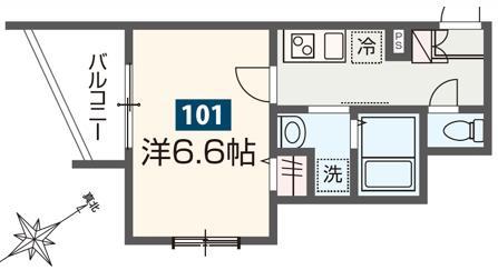 MELDIA瑞江(1K/1階)の間取り写真