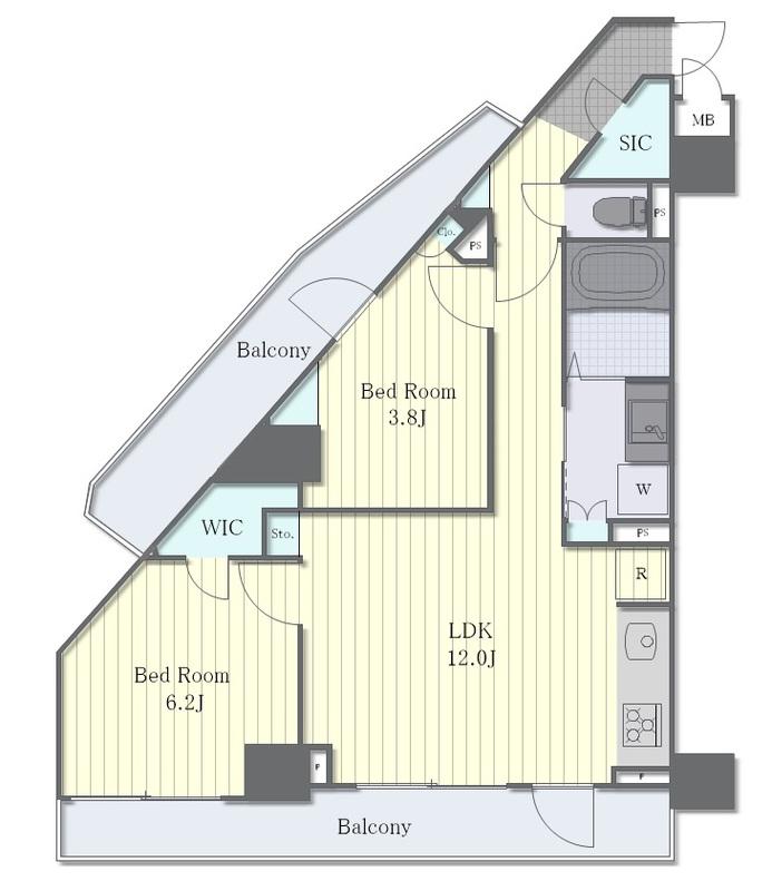 ONE ROOF FLAT MACHIYA(2LDK/8階)の間取り写真