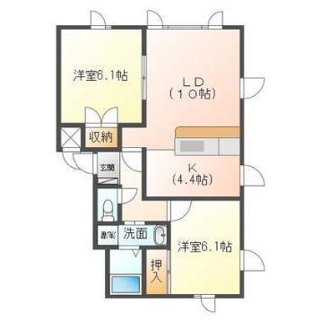 クレストール・ピアレ(2LDK/2階)の間取り写真