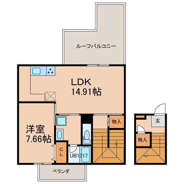 BELVEDERE(1LDK/4階)の間取り写真