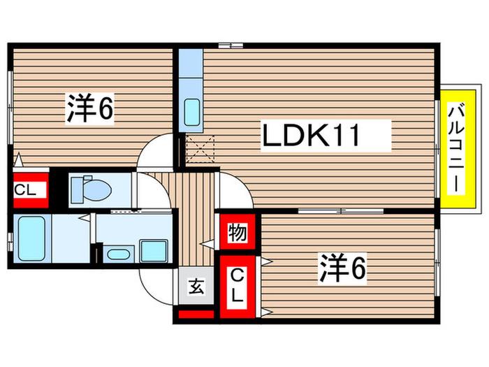 リヴェール・アイI(2LDK/2階)の間取り写真