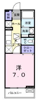 JR山陽本線 中庄駅 徒歩22分 2階建 築19年(1K/1階)の間取り写真