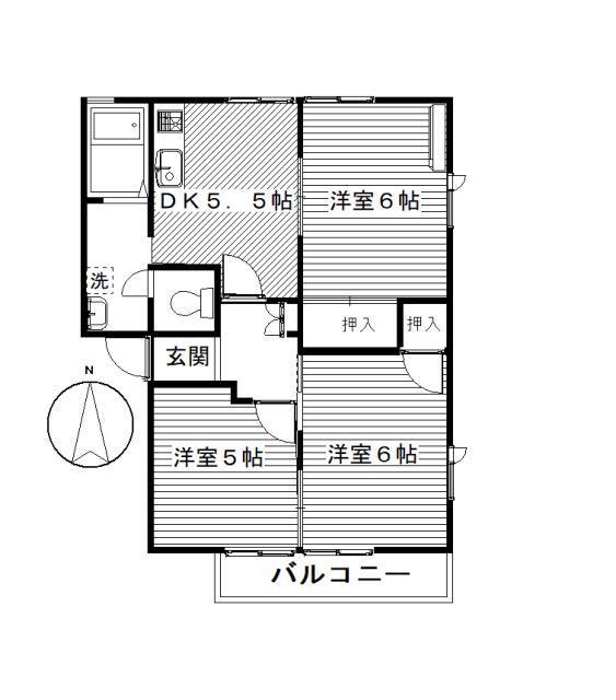 エスペランサ豊城B(3DK/1階)の間取り写真