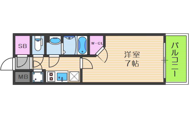 エスリード九条スタシオン(1K/11階)の間取り写真