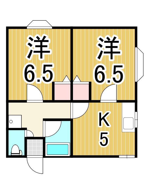 パレスさくらC ペ ット可 201(2DK/3階)の間取り写真