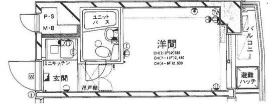シティプラザ南麻布(ワンルーム/6階)の間取り写真