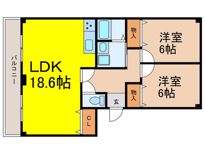 サンアベリア(2LDK/2階)の間取り写真
