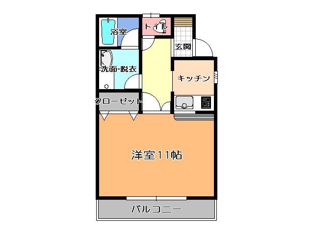 パールハイツFM A棟(1K/1階)の間取り写真