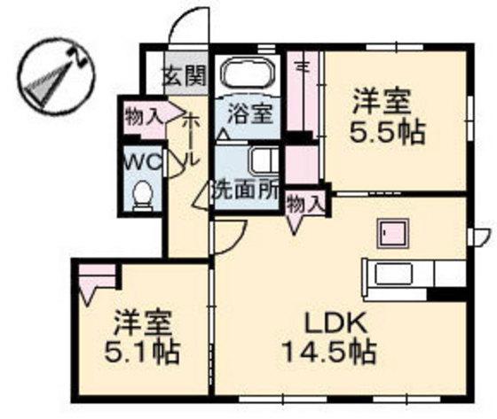 コンソラーレ・アイリス参番館(2LDK/1階)の間取り写真