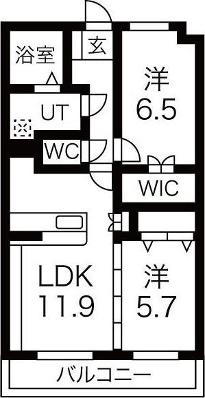 シェルコート(2LDK/2階)の間取り写真