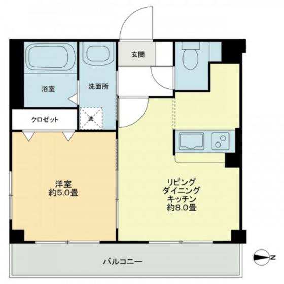 オアゾ旭川(1LDK/2階)の間取り写真