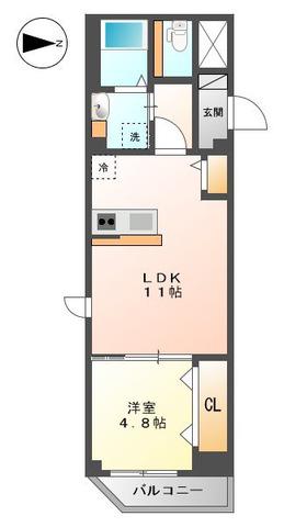 レコルト住吉(1LDK/2階)の間取り写真