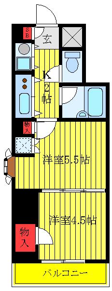 JR山手線 田端駅 徒歩5分 6階建 築28年(2K/2階)の間取り写真