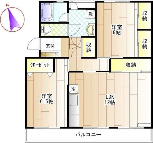 サンワード大友(2LDK/2階)の間取り写真