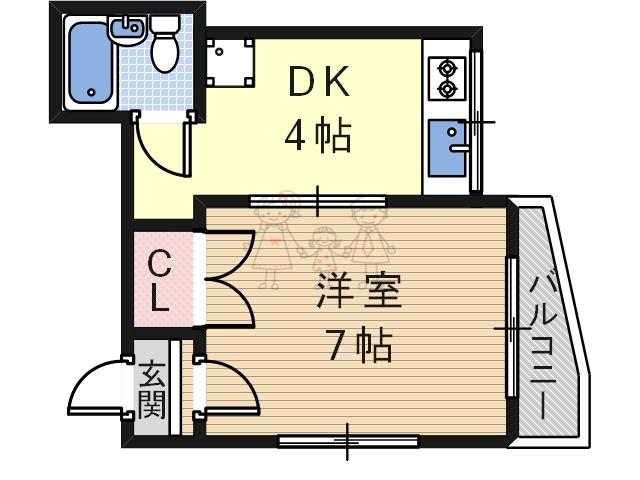 メゾン桜井(1DK/4階)の間取り写真