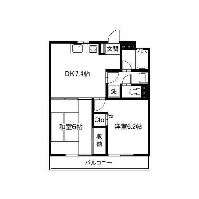 深大寺グリーンハイツ(2DK/2階)の間取り写真