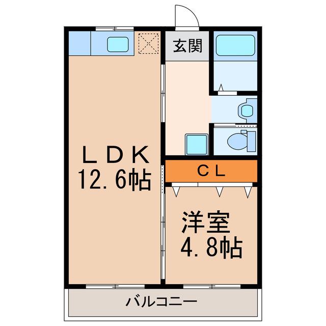 柏原農住団地K棟(1LDK/2階)の間取り写真