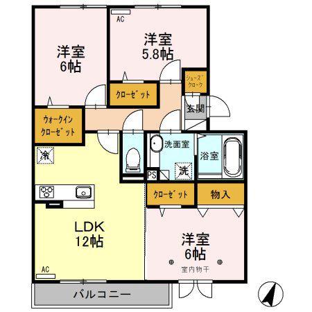 ロイジェントパークスレイクタウンII H(3LDK/3階)の間取り写真