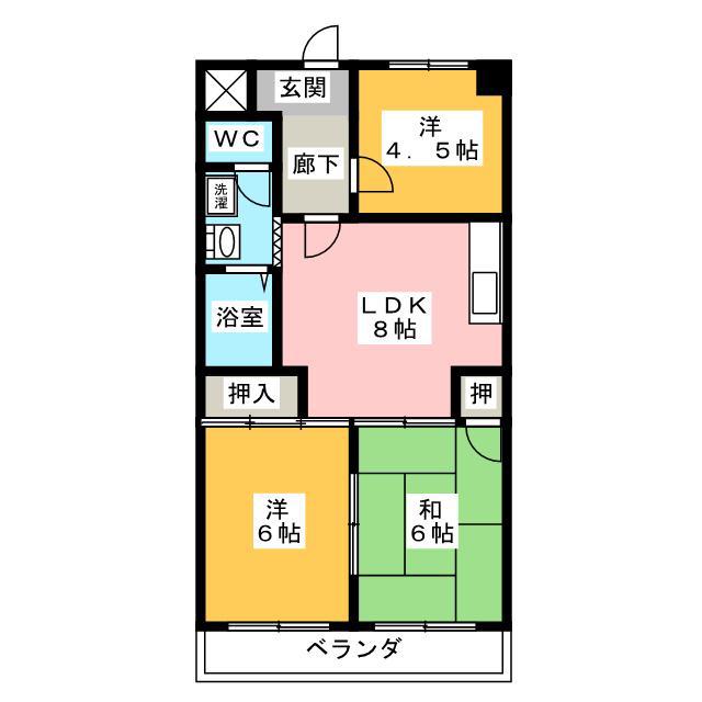 スカイハイツ瀬古(3LDK/7階)の間取り写真