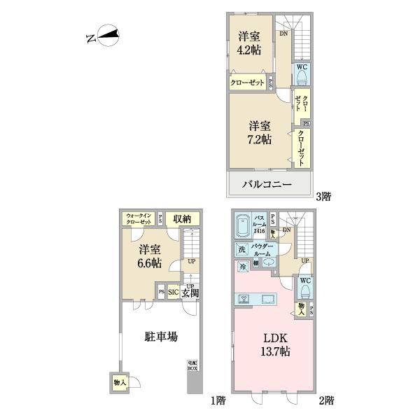 CASA覚王山(3LDK/1階)の間取り写真
