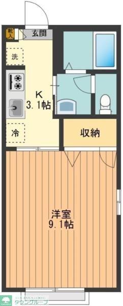 ソレーユA(1K/1階)の間取り写真