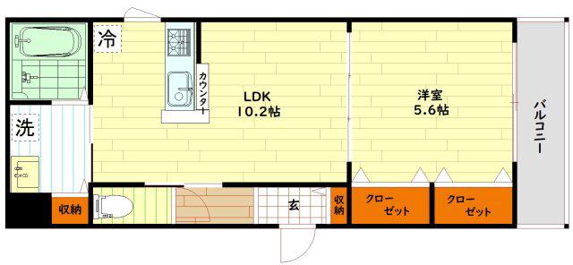 ドゥ・ルミエール新森(1LDK/2階)の間取り写真
