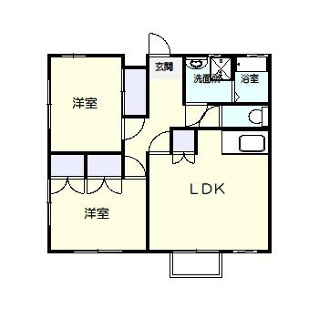 リベラB(2LDK/1階)の間取り写真