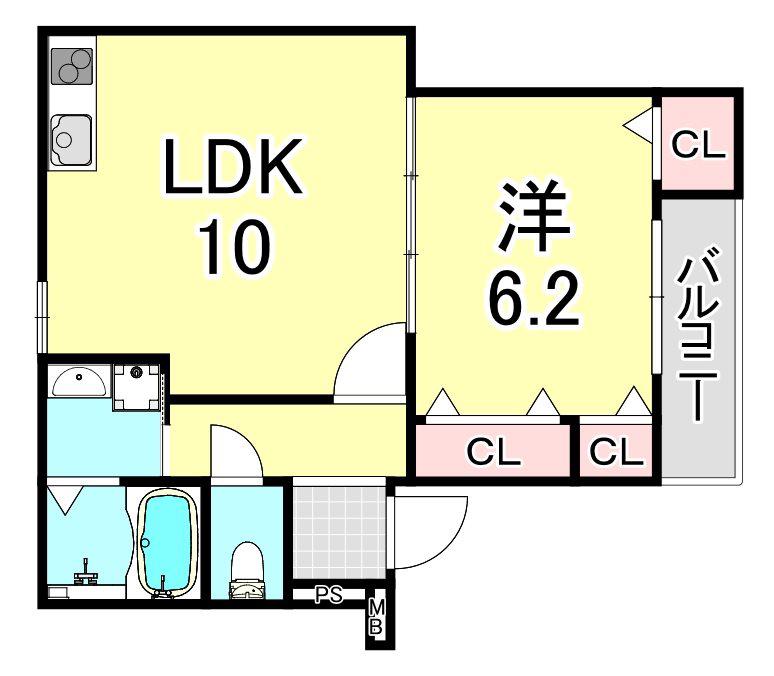フジパレス武庫之荘東II番館(1LDK/2階)の間取り写真