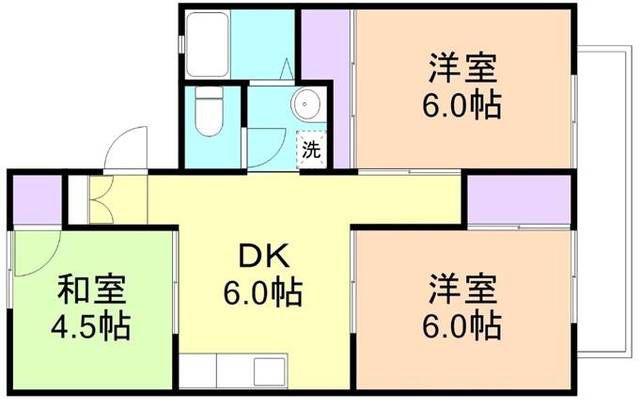 和歌川弐番館(3DK/2階)の間取り写真