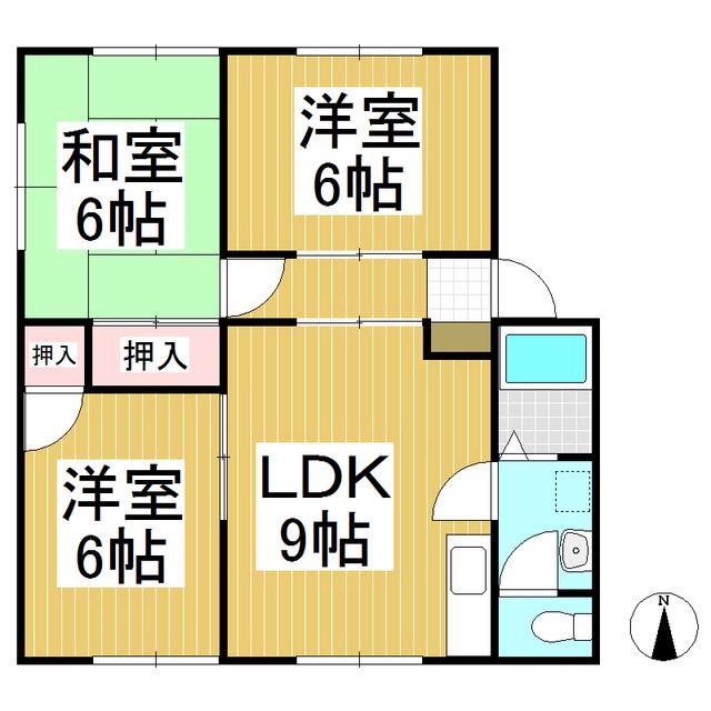 サンビレッジ稲里C棟(3LDK/1階)の間取り写真