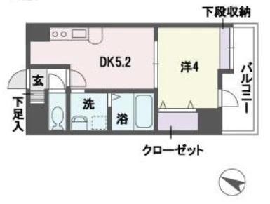 アソシアグロッツォ平尾(1DK/5階)の間取り写真