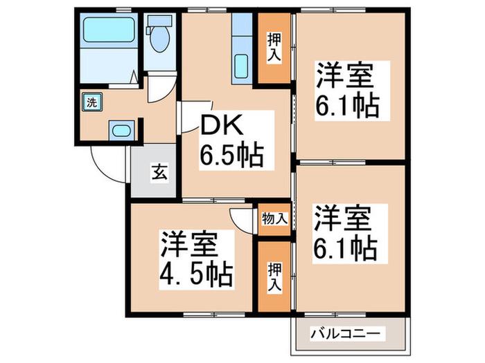 ファミリーヒルズIII(3DK/1階)の間取り写真