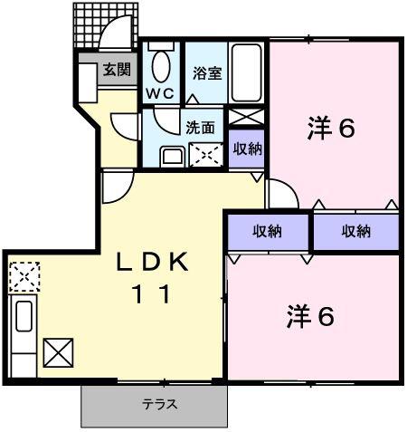 東フラワー(2LDK/1階)の間取り写真