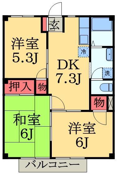 ファーストグリーンB(3DK/1階)の間取り写真