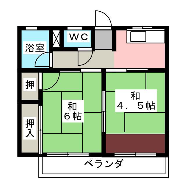 シティハイムリバーサイド(2K/2階)の間取り写真