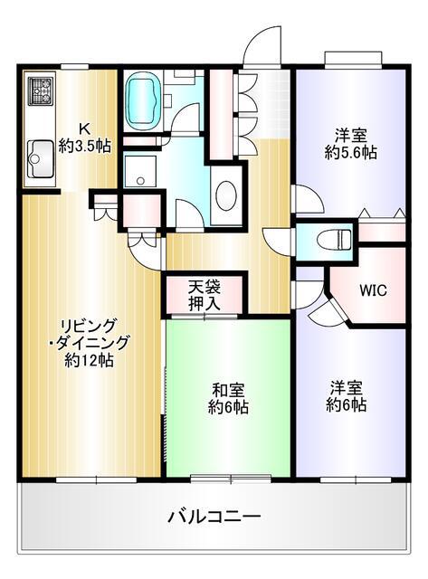 八王子北野ガーデニア(3LDK/2階)の間取り写真