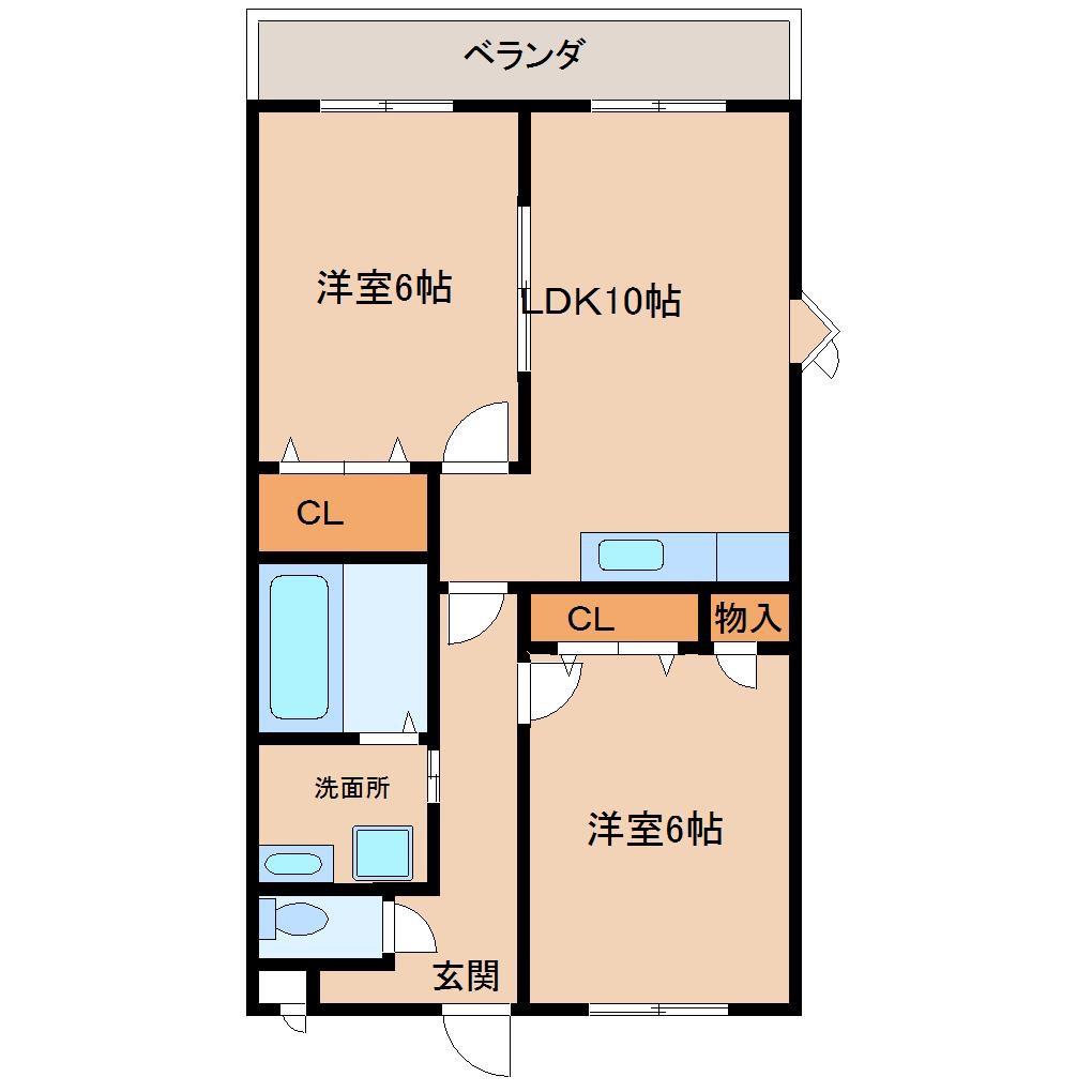 ブライトリーT(2LDK/2階)の間取り写真