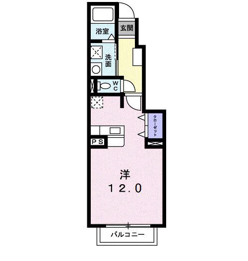 ミルフィーユ(ワンルーム/1階)の間取り写真